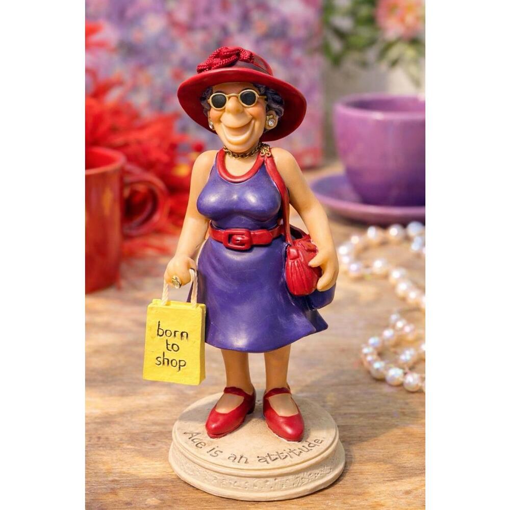 Diana Manning 2000s “Born To Shop” Red Hat Society Figurine, 5.5”